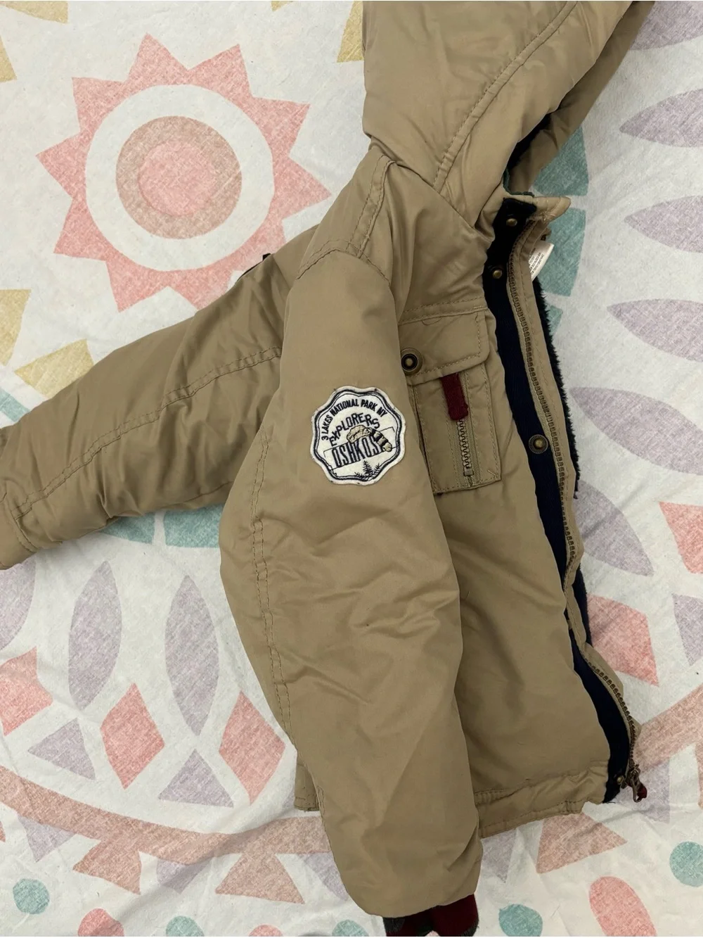 OshKosh b gosh Kids Hooded Coat - Tan soft lined puffer